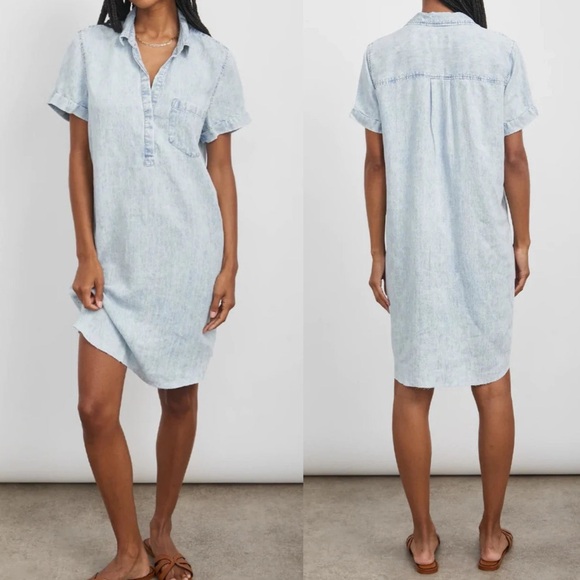 Rails Valerie Light Blue Denim Acid Wash Shirt Dress Small S - Picture 1 of 8